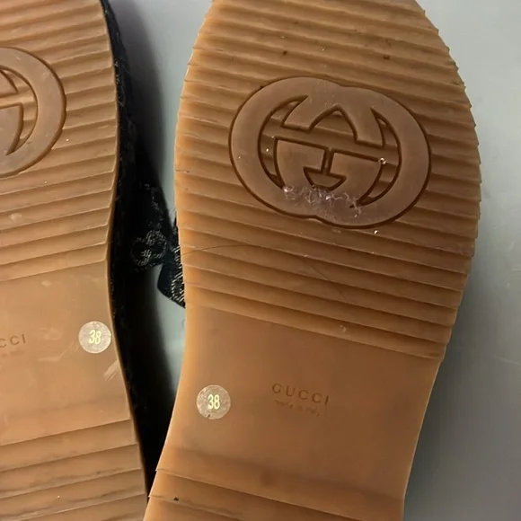 Authentic Gucci GG Logo Denim Slides - Picture 4 of 12